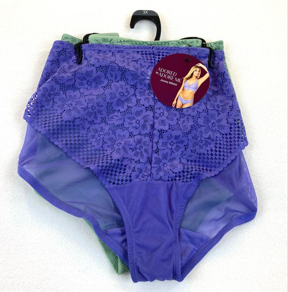 Panties 3XL Bikini 2/PK Purple Green Adored by Adore Me NWT